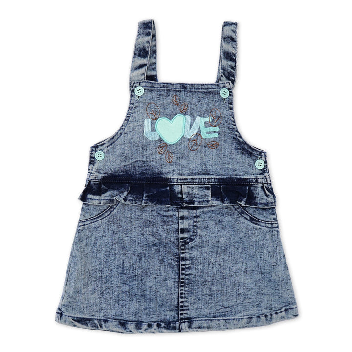LITTLE STAR GIRLS DUNGAREE LOVE SEA GREEN NO.13  3 Y