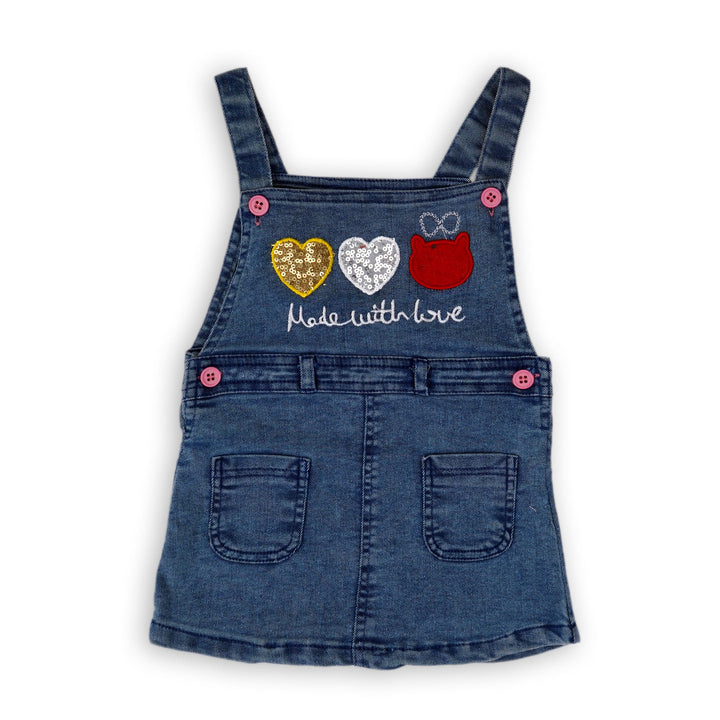 LITTLE STAR GIRLS DUNGAREE HEARTS PINK NO.13 3 Y