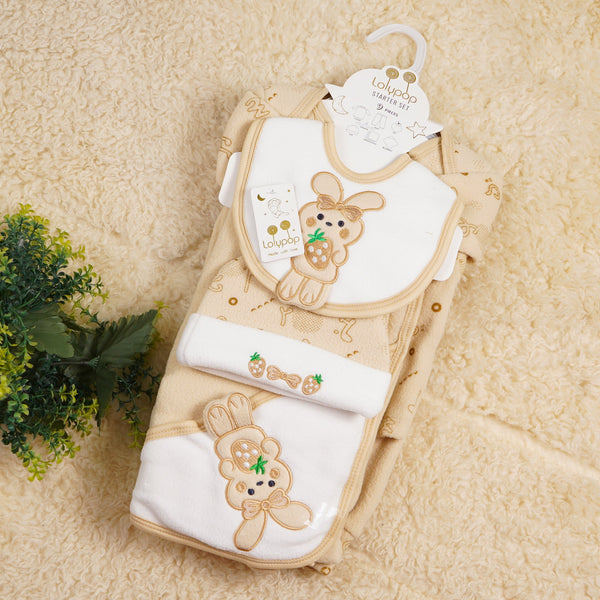 SUNSHINE NEWBORN BABY FLEECE GIFT SET 9 PCS RABBIT BEIGE