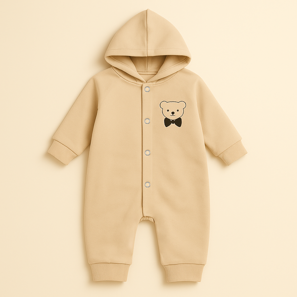 OOLAA  BABY FLEECE HOOEDED ROMPER BOW BEAR BEIGE 2-3Y