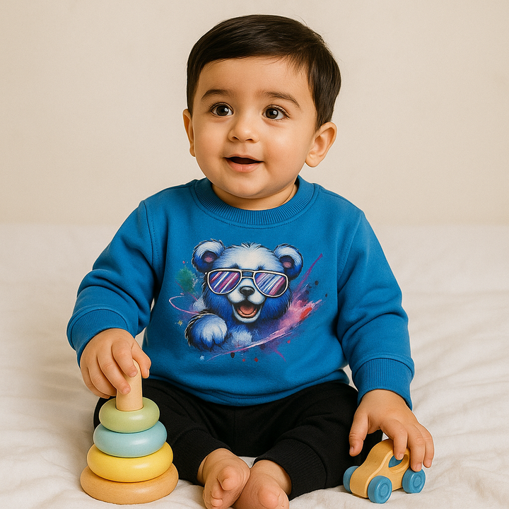 OOLAA KIDS FLEECE TRACKSUIT POLAR BEAR BLUE & BLACK 5-6Y