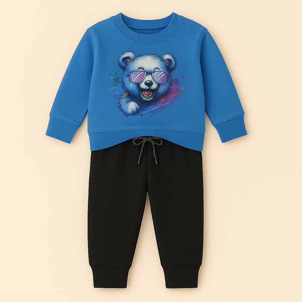 OOLAA KIDS FLEECE TRACKSUIT POLAR BEAR BLUE & BLACK 5-6Y