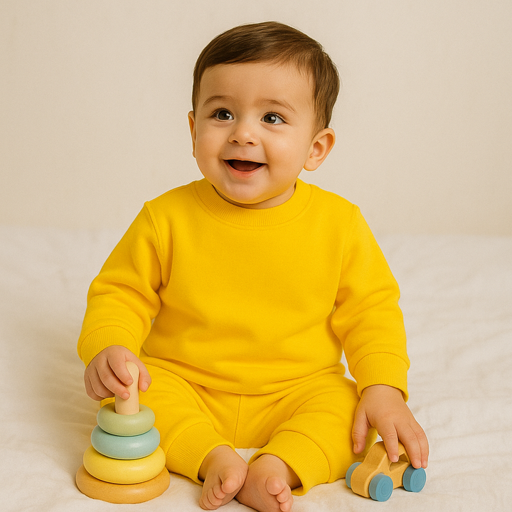 OOLAA KIDS FLEECE TRACKSUIT PLAIN YELLOW 5-6Y