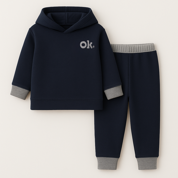 OOLAA KIDS FLEECE HOOEDED TRACKSUIT NAVY BLUE 5-6Y