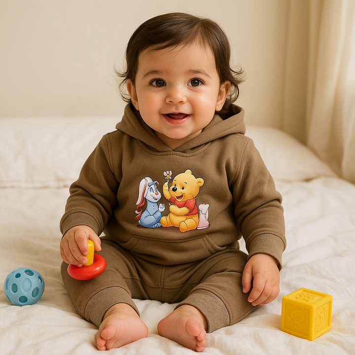 OOLAA BABY WINTER HOODED PAJAMA SET POOH DARK BEIGE 3-4Y