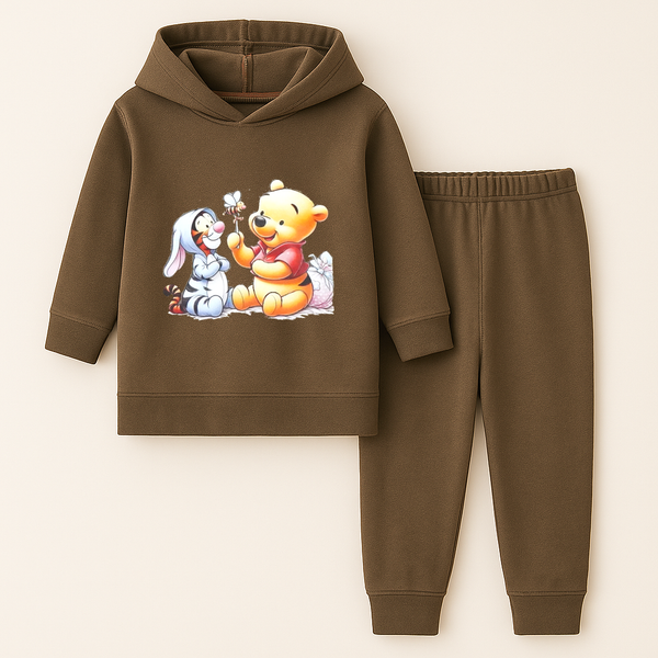 OOLAA BABY WINTER HOODED PAJAMA SET POOH DARK BEIGE 3-4Y