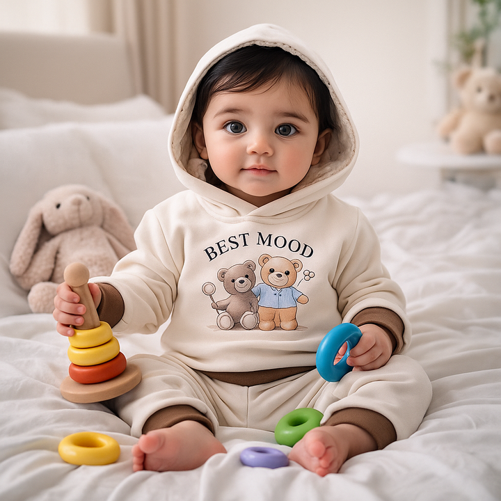 OOLAA BABY WINTER HOODED PAJAMA SET BEAR OFFWHITE 18-24M