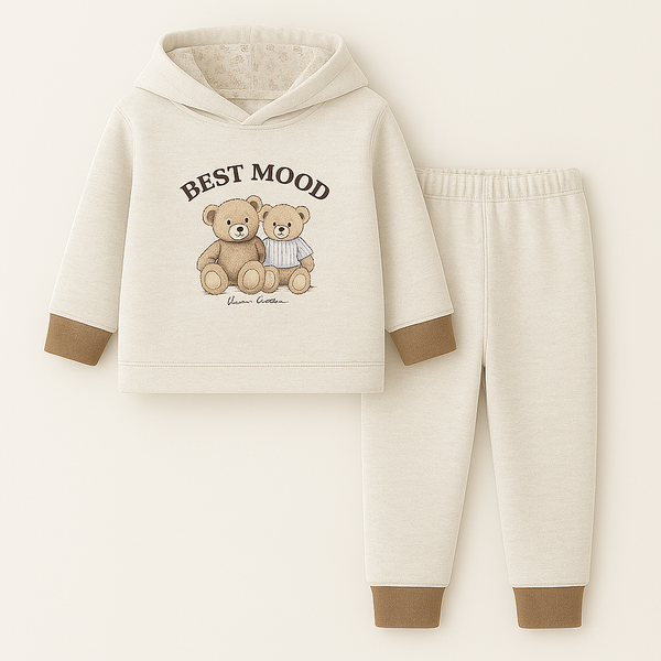 OOLAA BABY WINTER HOODED PAJAMA SET BEAR OFFWHITE 18-24M