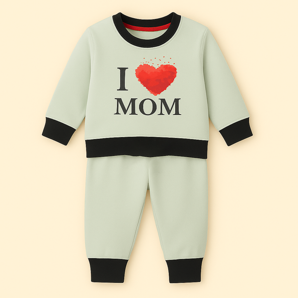 OOLAA BABY WINTER  PAJAMA SET LOVE MOM GREEN 18-24M