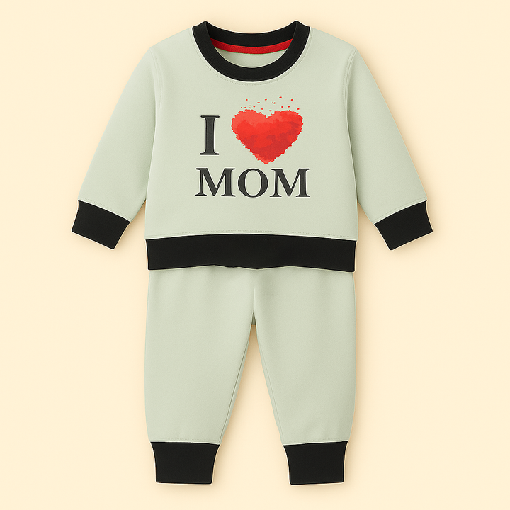 OOLAA BABY WINTER  PAJAMA SET LOVE MOM GREEN 18-24M