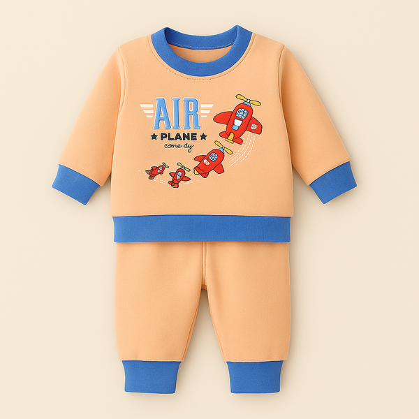 OOLAA BABY WINTER  PAJAMA SET AIR PLANE ORANGE 18-24M
