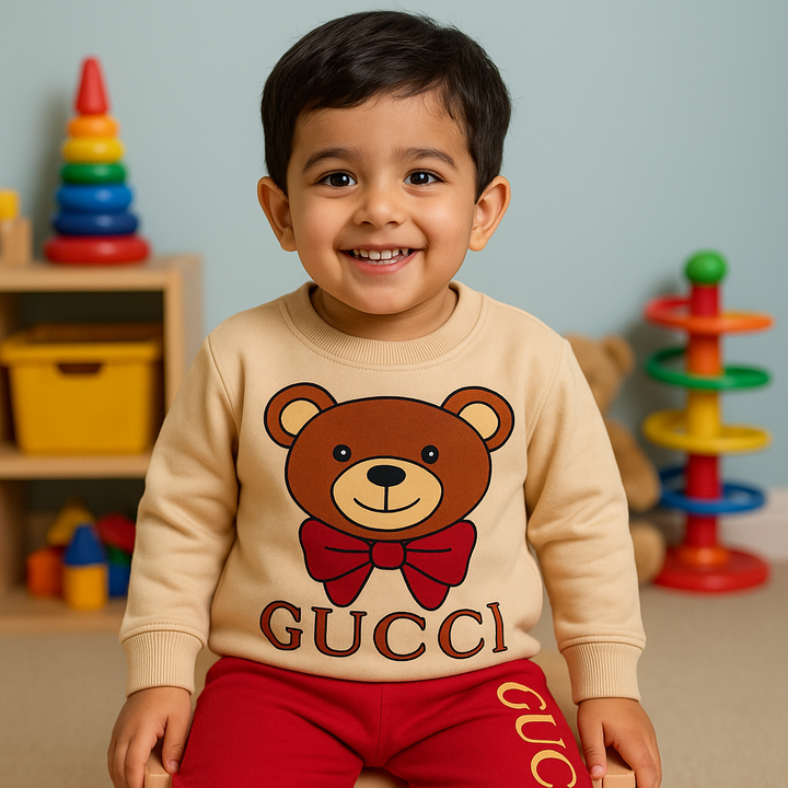 OOLAA KIDS FLEECE TRACKSUIT GUCCI BEAR RED 5-6Y