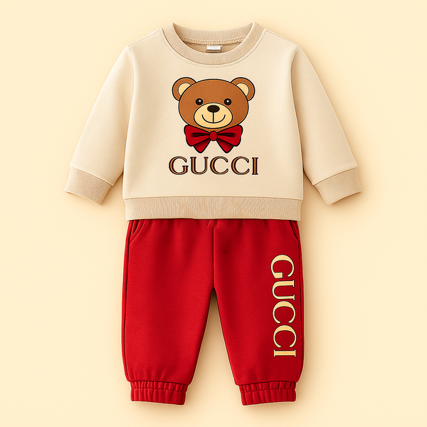 OOLAA KIDS FLEECE TRACKSUIT GUCCI BEAR RED 5-6Y