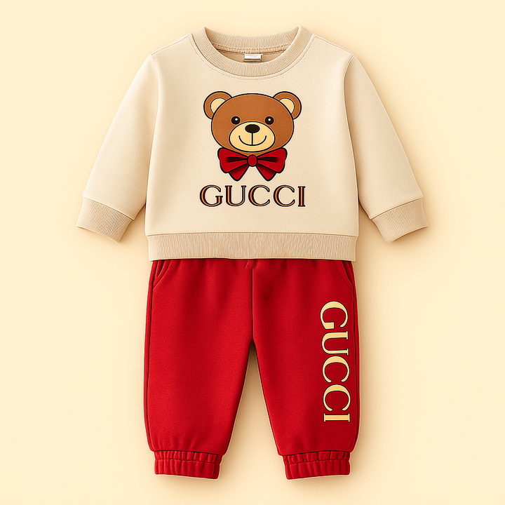 OOLAA KIDS FLEECE TRACKSUIT GUCCI BEAR RED 5-6Y