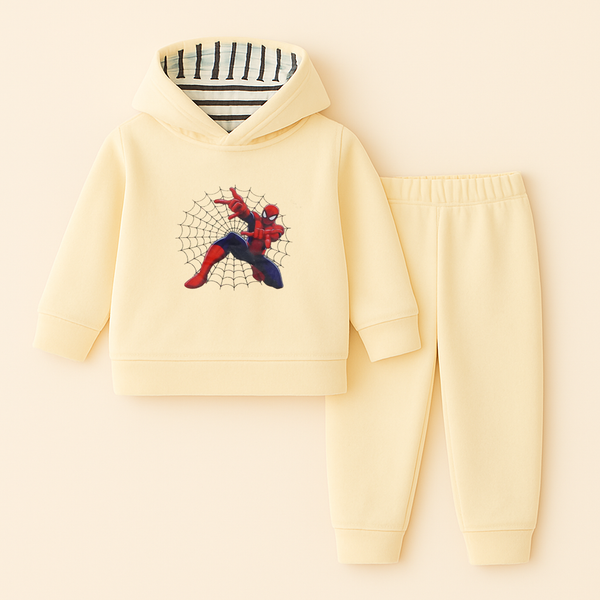 OOLAA BABY WINTER HOODED PAJAMA SET SPIDERMAN LIGHT YELLOW 18-24M