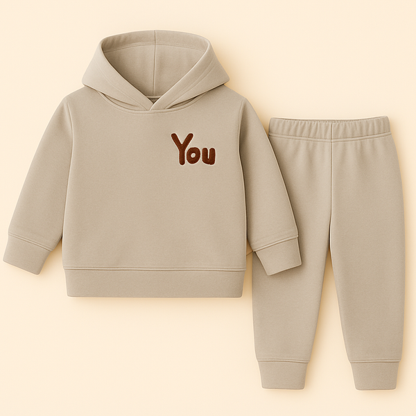 OOLAA BABY FLEECE HOODED TRACKSUIT YOU GREY 5-6Y