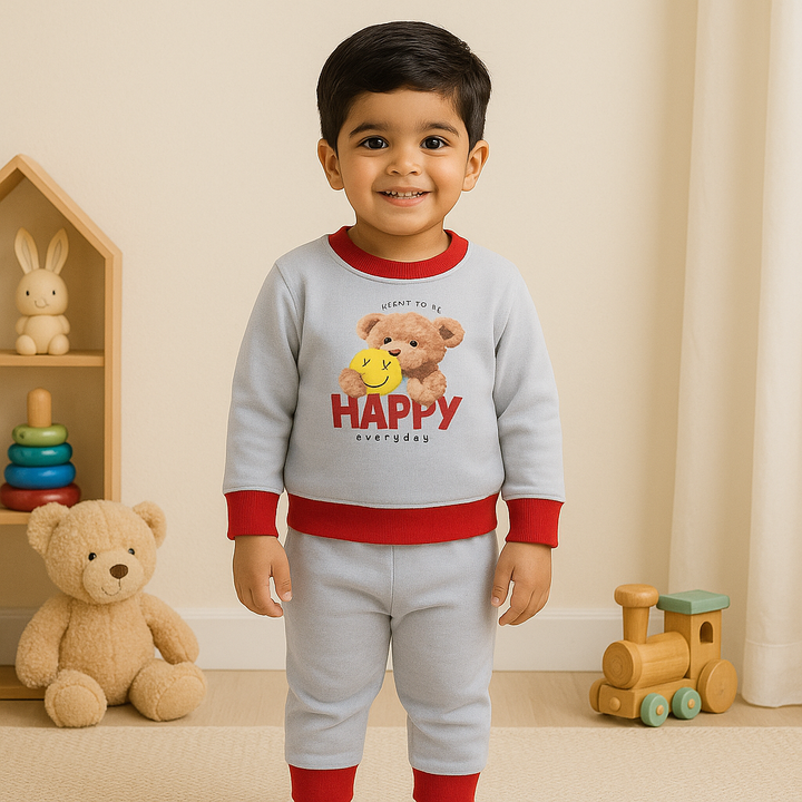 OOLAA BABY WINTER  PAJAMA SET TEDDY BEAR GREY 18-24M