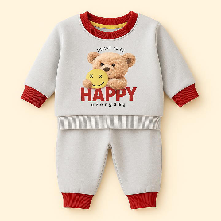 OOLAA BABY WINTER  PAJAMA SET TEDDY BEAR GREY 18-24M