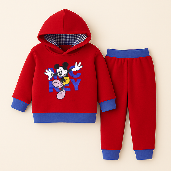 OOLAA BABY WINTER  HOODED PAJAMA SET MICKEY RED 18-24M