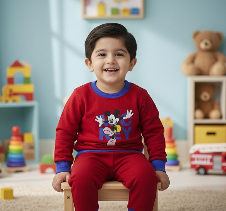 OOLAA BABY WINTER   PAJAMA SET MICKEY RED 18-24M