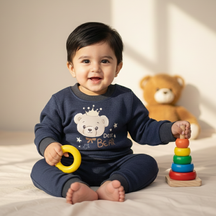 OOLAA BABY WINTER   PAJAMA SET BEAR NAVY BLUE 18-24M