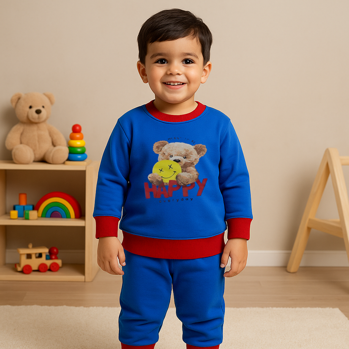 OOLAA BABY WINTER   PAJAMA SET TEDDY BEAR  BLUE 18-24M