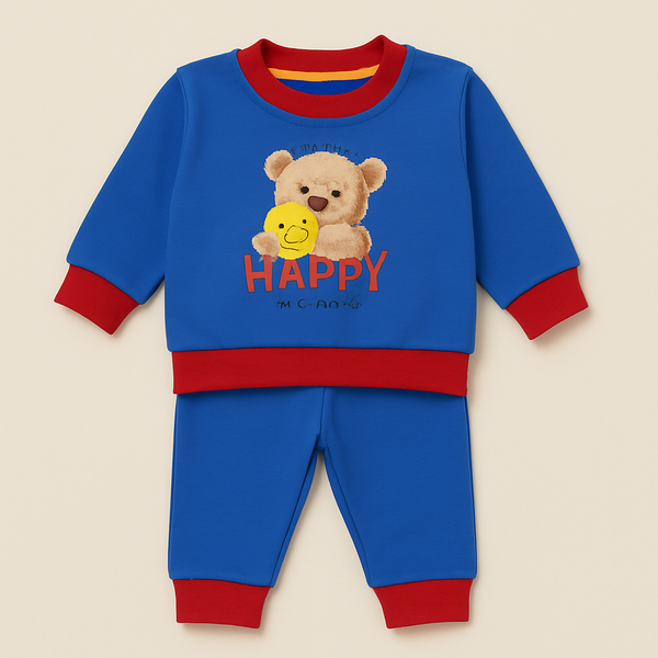 OOLAA BABY WINTER   PAJAMA SET TEDDY BEAR  BLUE 18-24M