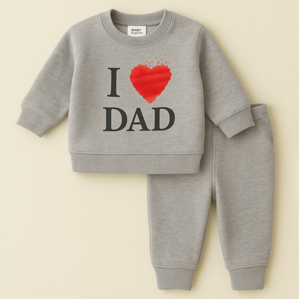 OOLAA BABY WINTER   PAJAMA SET LOVE DAD  GREY 18-24M