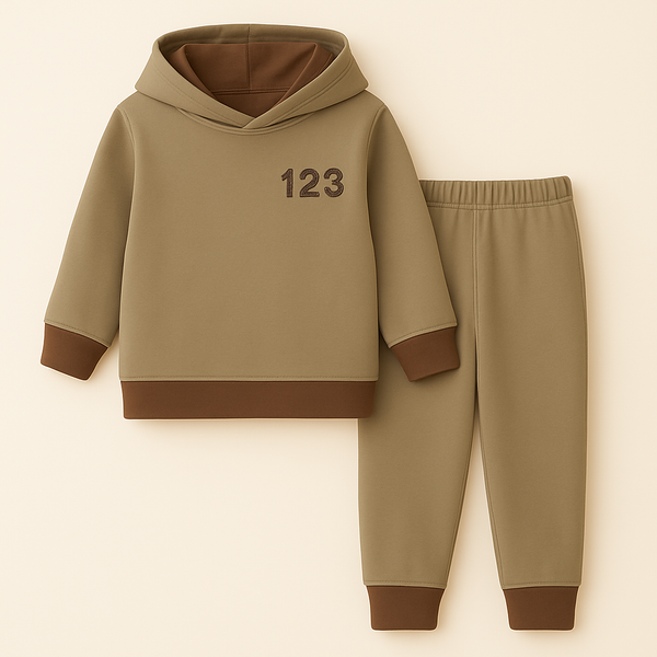 OOLAA BABY FLEECE HOODED TRACKSUIT 123 DARK BROWN 5-6Y