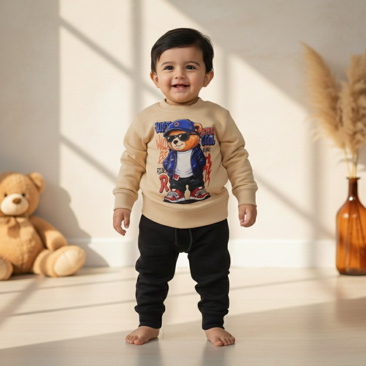 OOLAA KIDS FLEECE TRACKSUIT COOL BEAR BEIGE 5-6Y