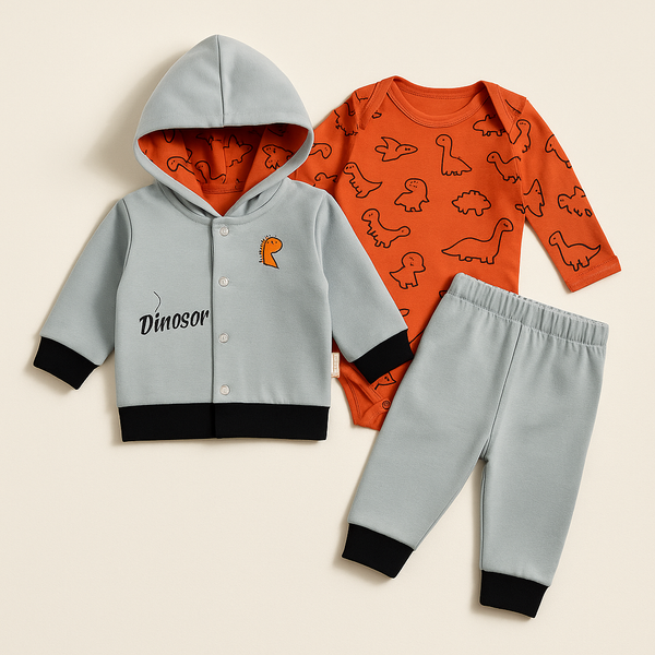 OOLAA BABY 3 PCS HOODED SUIT SET LIGHT BLUE 0-3M