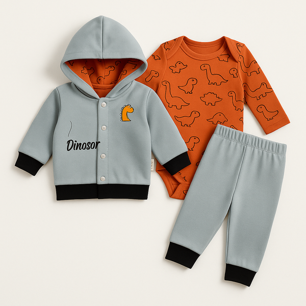 OOLAA BABY 3 PCS HOODED SUIT SET DARK BLUE 3-6M