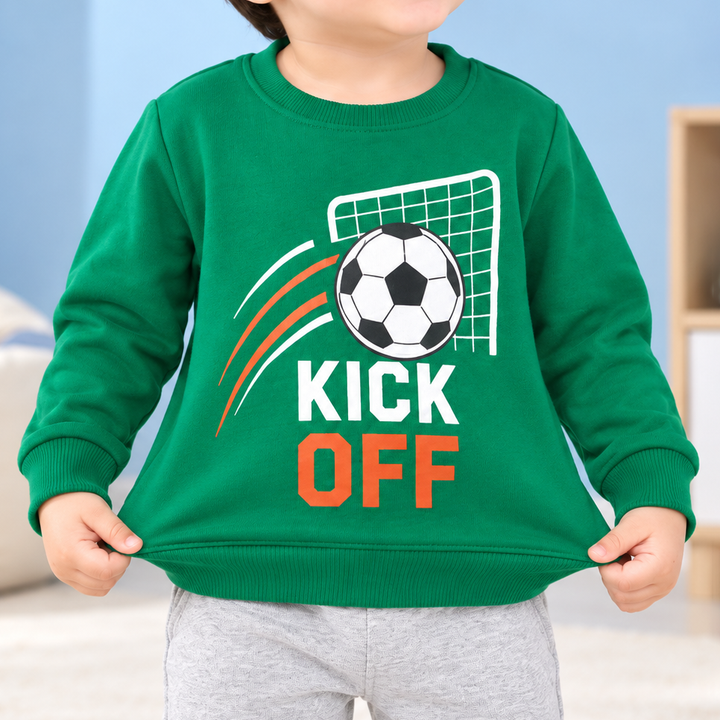 Kids Printed Fleece Tracksuit Football Green & Grey - Mini Charm – Baby ...