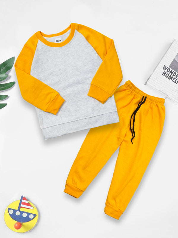 Oolaa Kids Raglan Tracksuit White & Mustard