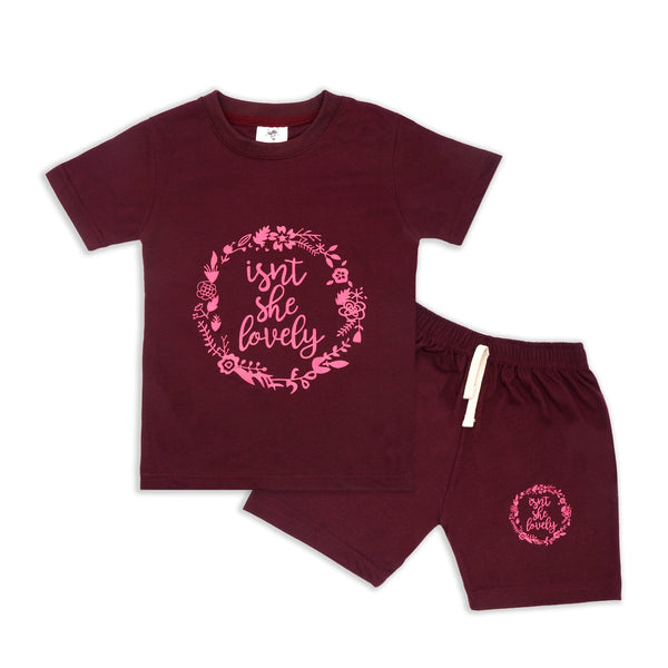 Oolaa Kids Short & Shirt Set Lovely Maroon