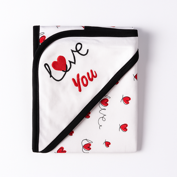 OOLAA BABY WRAPPING SHEET LOVE YOU HEARTS BLACK