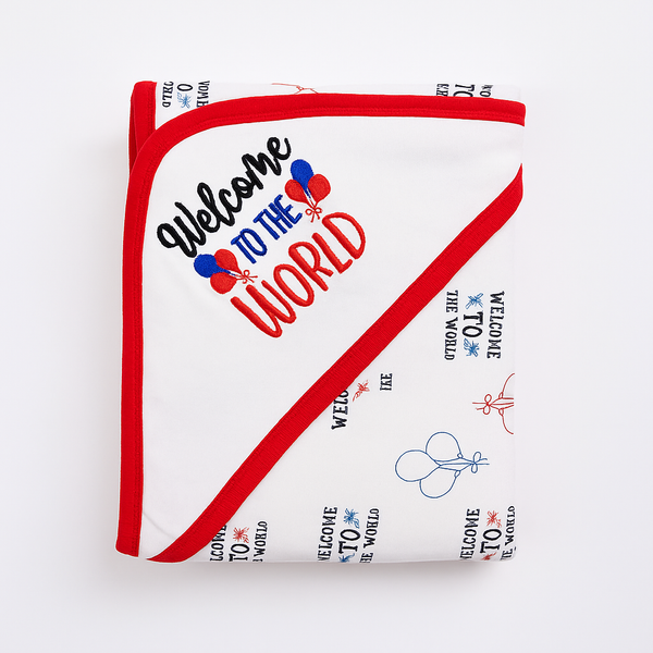 OOLAA BABY WRAPPING SHEET WELLCOME TO THE WORLD RED