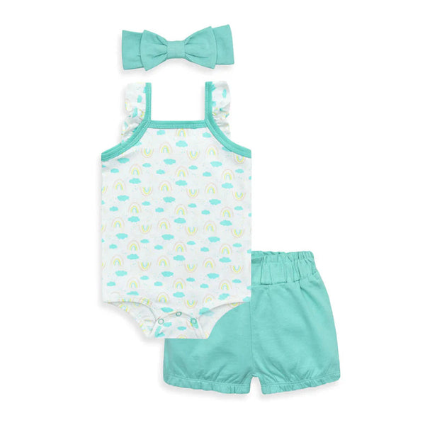 CUDDLE & CRADLE BABY GIRL BODYSUIT & SHORT SET (RAINBOW)18-24M