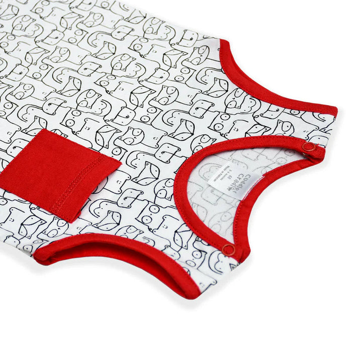 CUDDLE & CRADLE BABY HALF LENGTH ROMPER RED PIPING 18-24M