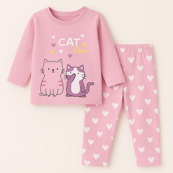 Pajama Set Cat Pink - Sunshine