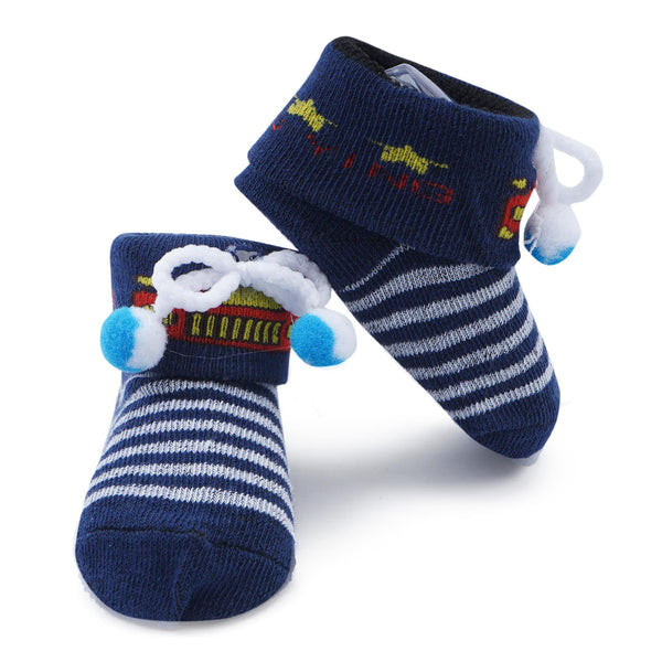 Newborn Baby Printed Socks Navy Blue - Sunshine