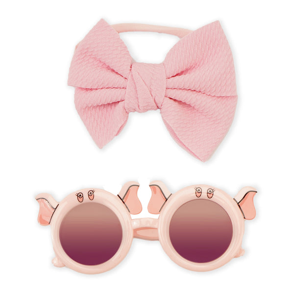 Baby Headband And Glasses Set Bow Pink - Sunshine