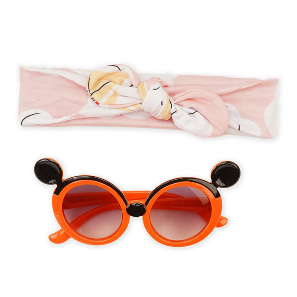 Baby Headband And Glasses Set Plain Orange & Black - Sunshine