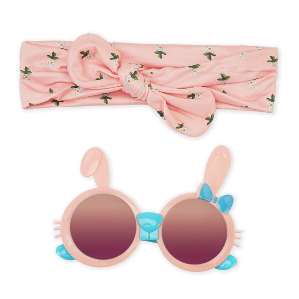 Baby Headband And Glasses Set Printed Bow Pink - Sunshine