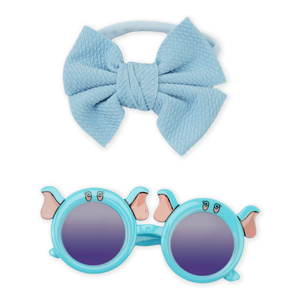 Baby Headband And Glasses Set Bow Blue - Sunshine