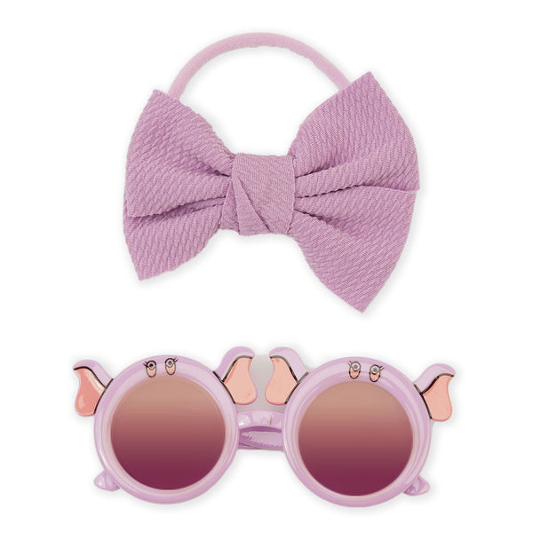 Baby Headband And Glasses Set Bow Purple - Sunshine