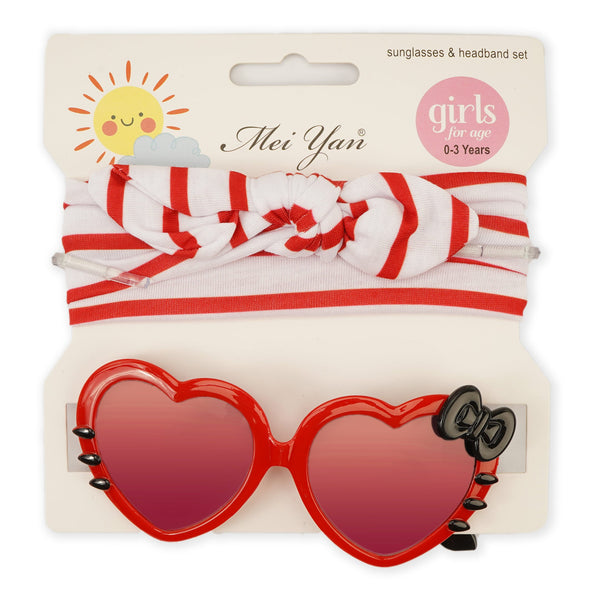 Baby Headband And Glasses Set Red Heart - Sunshine
