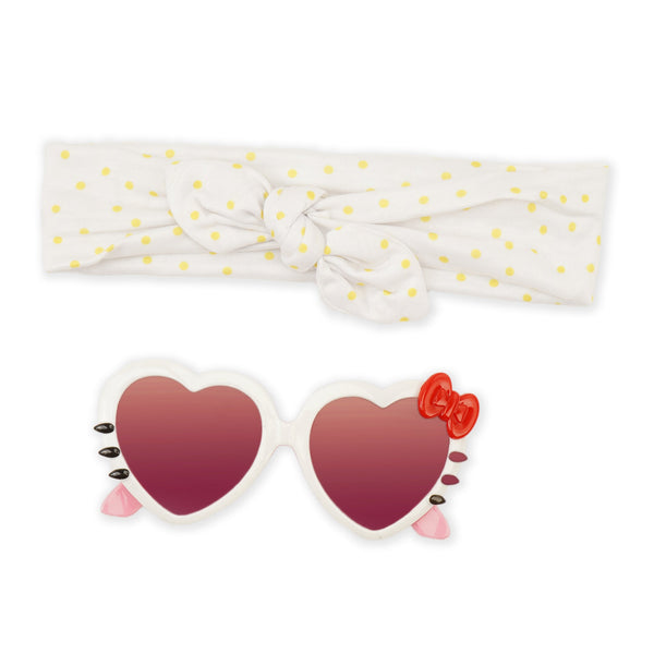 Baby Headband And Glasses Set White Heart - Sunshine