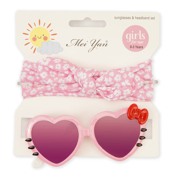 Baby Headband And Glasses Set Pink Heart - Sunshine