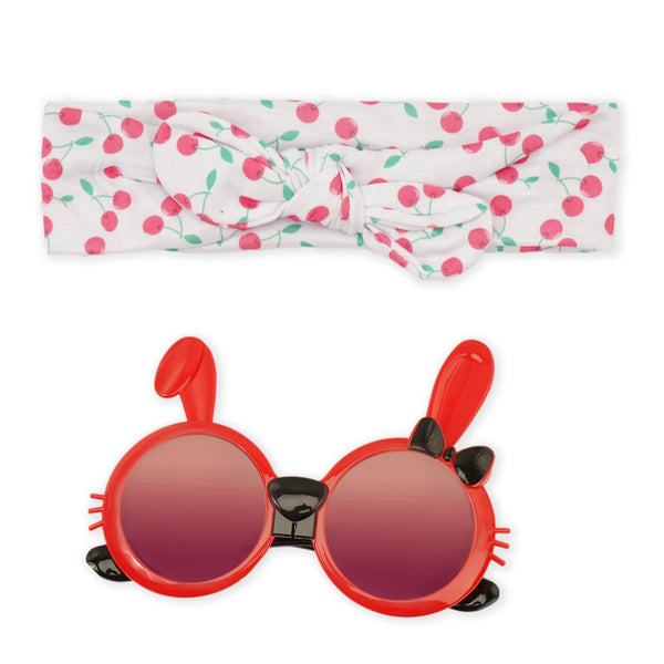 Baby Headband And Glasses Set Bow Red & White - Sunshine